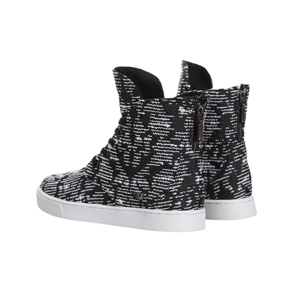 Baskets Montantes Supra Joplin Noir Blanche Black/Pattern-White Femme | FNN-73484515